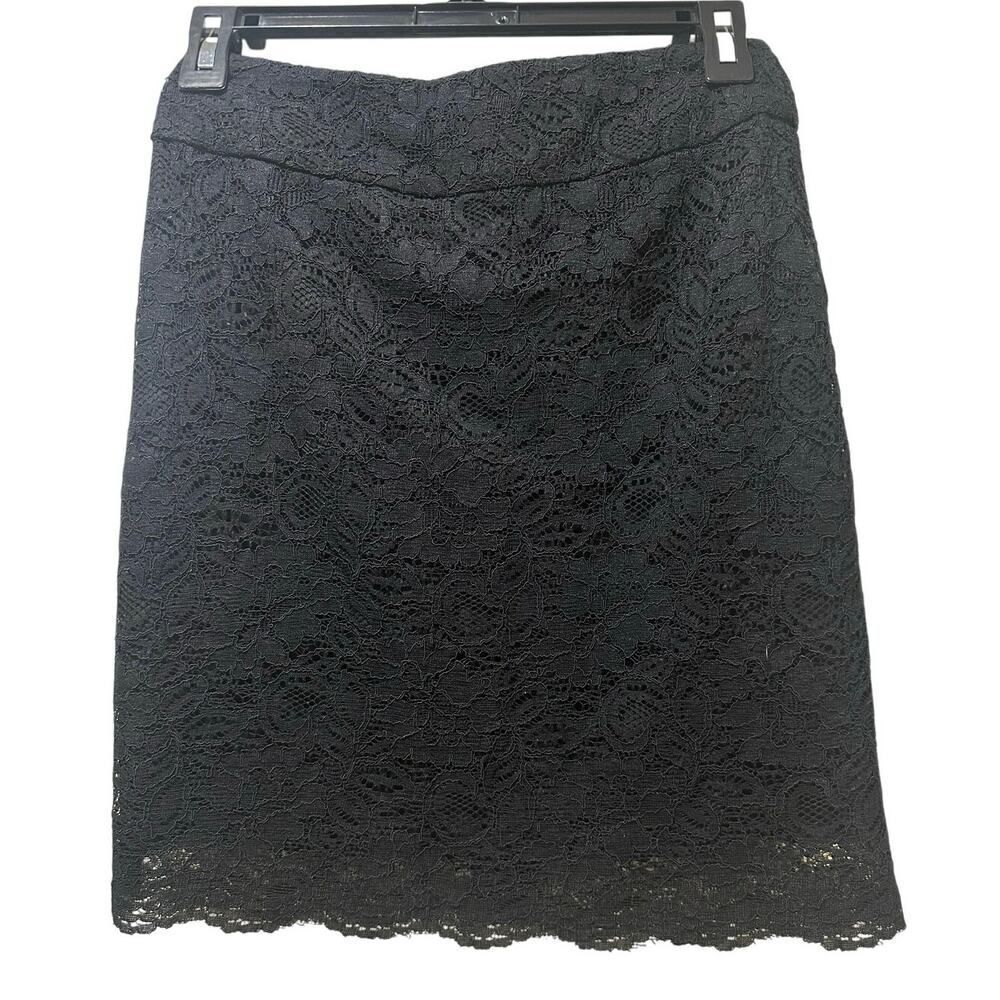 Banana Republic Black Lace Crochet Mini Pencil Skirt Size 00P Petite Whimsigoth